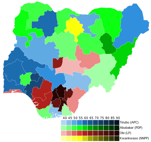 Nigeria 2023 Presidential ELection Map